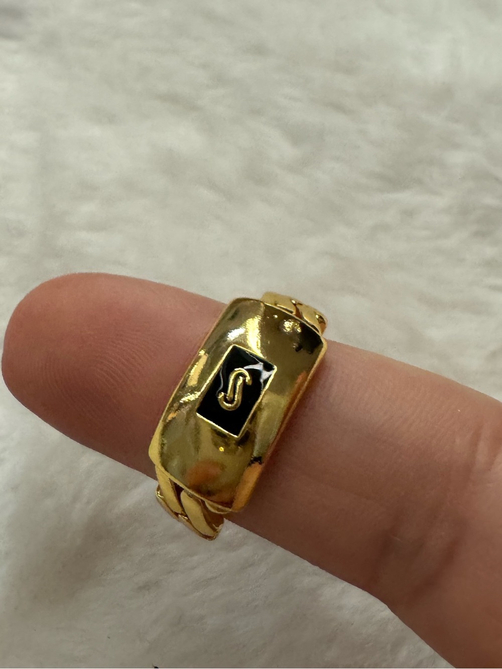 Gold-Tone 'S' Accent Chain-Link Ring - Women Jewelry